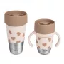 Beaba Mini & Me BigLove Set de vasos de acero inoxidable para madre e hijo Vaso de entrenamiento 360° 2 piezas