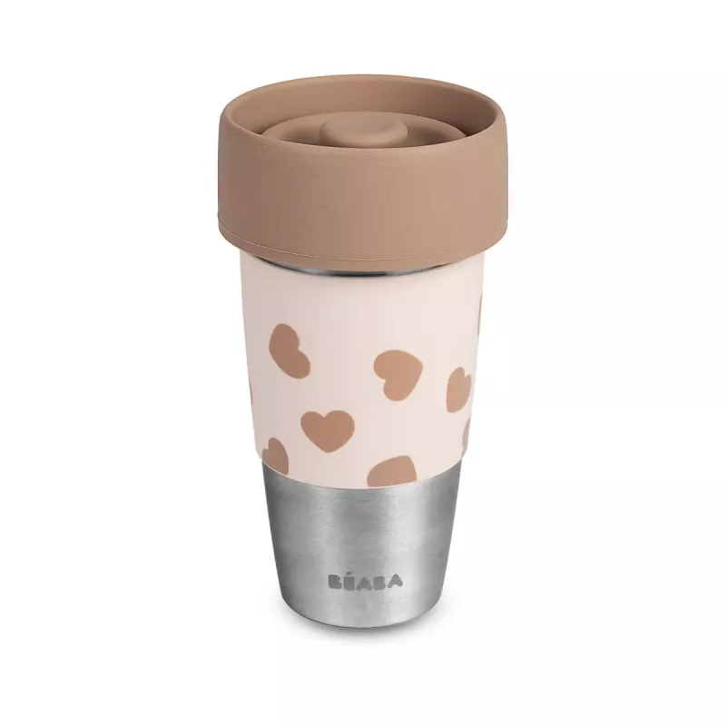 Beaba Mini & Me BigLove Set de vasos de acero inoxidable para madre e hijo Vaso de entrenamiento 360° 2 piezas