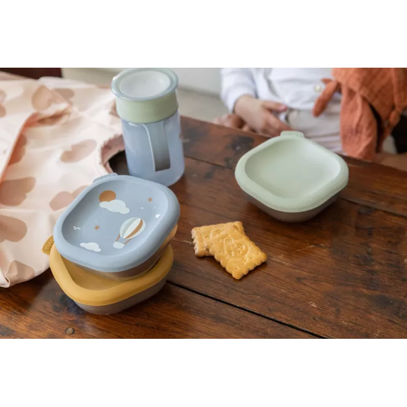 Beaba Set de recipientes de conservación de alimentos de acero inoxidable con tapas de silicona, 3 piezas, Adventure Collection