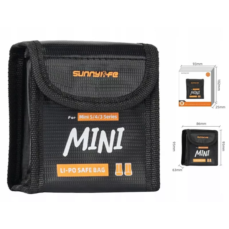 Bolsa de seguridad ignífuga para baterías SUNNYLIFE para 2x baterías DJI Mini 5/4/3 Pro / Mini 3 / Lito 1 / Lito X1