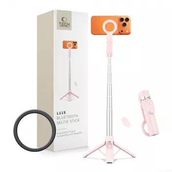 Palo selfie con trípode Bluetooth MagSafe TECH-PROTECT L11S rosa
