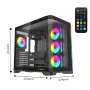 Caja de PC gaming semitorre Rampage LYRON, 7x ventiladores ARGB PWM, cristal templado, negra