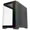 Caja de PC gaming semitorre Rampage LYRON, 7x ventiladores ARGB PWM, cristal templado, negra