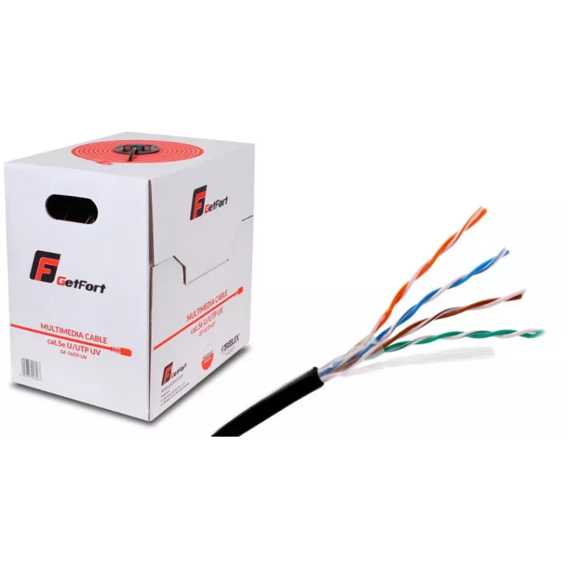 Cable de red para exterior UV Dry Core Cat.5e U/UTP GETFORT Premium 305m negro