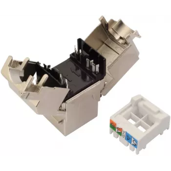 SOLARIX Módulo keystone Cat.6 STP RJ45, IDC sin herramientas, negro