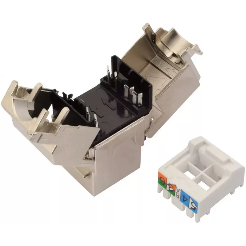 SOLARIX Módulo keystone Cat.6 STP RJ45, IDC sin herramientas, negro