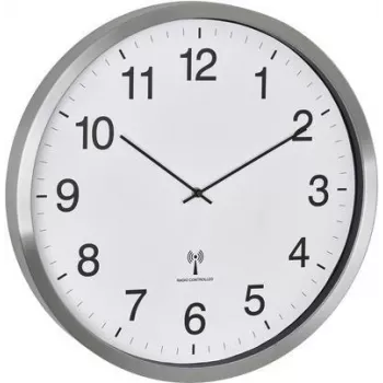 TFA Dostmann 60.3548.02 Reloj de pared radiocontrolado XXL 508 mm x 65 mm blanco plata pantalla grande