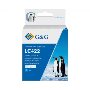 G&G Cartucho de tinta compatible para Brother LC422C cian (550 páginas)