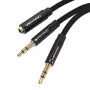 Vention BBLBAB Cable divisor de audio de 3,5 mm, conector hembra a 2x conector macho, 0,6 m, Negro