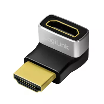 LogiLink AH0007A Adaptador HDMI, acodado 270°, conector macho HDMI tipo A a conector hembra, 8K/60Hz, 48Gbit/s, HDMI 2.1, negro
