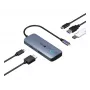 IcyBox IB-DK4081-SO Spade Dock 4081 Estación de acoplamiento de viaje 5 en 1 con función de carga Off-Screen, USB-C, HDMI 4K, Gigabit Ethernet, 2x USB-A, 100W PD, aluminio