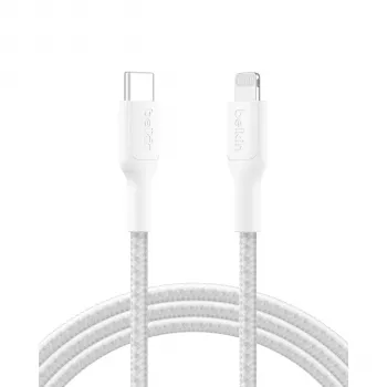 Belkin BOOSTCHARGE Cable USB-C a Lightning trenzado 2m blanco