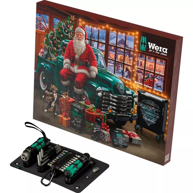 Wera 2026 calendario de adviento set de herramientas de 24 piezas con destornilladores Kraftform, puntas, soporte Rapidaptor y caja textil