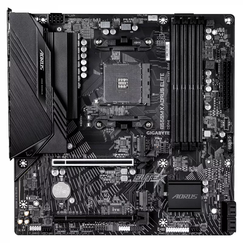 GIGABYTE B550M X AORUS ELITE AM4 Placa base Micro-ATX, AMD B550, 4x DDR4, HDMI/DP, 2x M.2, 2.5GbE, Wi-Fi 6E