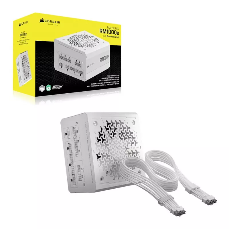 CORSAIR RMe White Series RM1000e 2026 fuente de alimentación 1000W totalmente modular ATX 3.0 con certificación Cybenetics Platinum