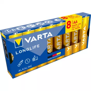 VARTA Longlife Power AA LR6 Mignon Pilas alcalinas, blíster de 8