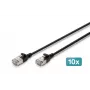 DIGITUS CAT 6A F-FTP Cable de red Slim, 0,5 m, Negro, pack de 10, LSZH, 10Gbps, RJ45