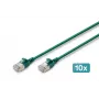 DIGITUS CAT 6A F-FTP Cable de red Slim, 0,5 m, Verde, pack de 10