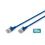 DIGITUS CAT 6A F-FTP Cable de red Slim, 0,5 m, Azul, pack de 10
