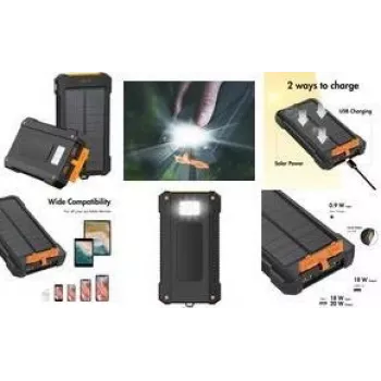 LogiLink Batería solar 10000 mAh, 20 W, Negro/Naranja