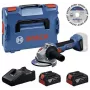 Bosch Professional GWS 18V-11 S amoladora angular a batería set con 2x baterías 4,0Ah, cargador y L-BOXX