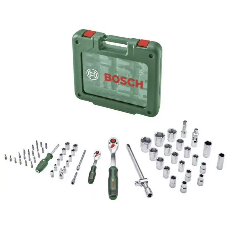 Bosch juego de llaves de carraca y vasos de 60 piezas con maletín, 1/4