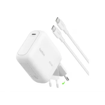 Belkin BOOSTCHARGE 100W fuente de alimentación USB-C GaN con cable USB-C a USB-C de 1,5m - blanco