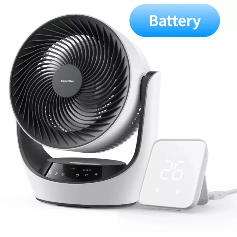 SwitchBot ventilador de circulación inteligente con batería, 100 niveles de velocidad, oscilación horizontal de 90° y vertical de 100°, Bluetooth y Wi-Fi (requiere hub), blanco