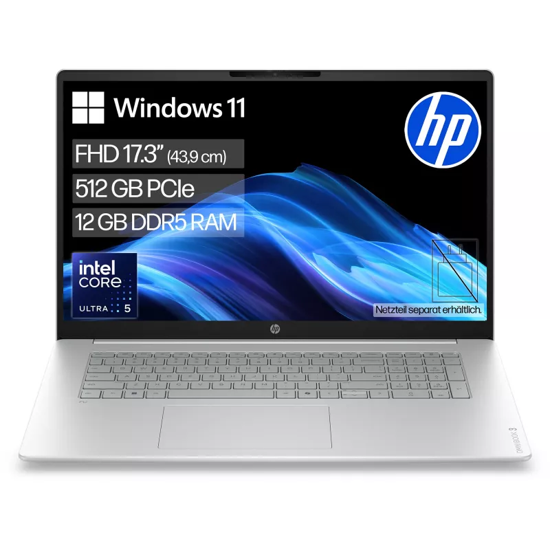 HP OmniBook 3 17-dg0053ngx portátil 17,3 pulgadas Full HD - Intel Core Ultra 5 225U, 12GB RAM, 512GB SSD, Windows 11 Pro, plata