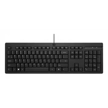 HP 125 G2 teclado USB con cable, distribución alemana (QWERTZ), tamaño completo, membrana, resistente a salpicaduras, negro - Bulk