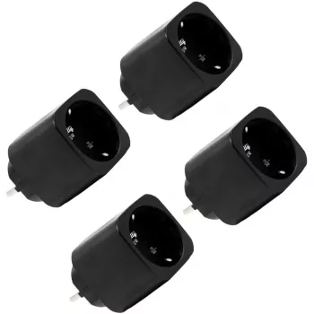 Shelly Plug M Gen3 pack de 4 enchufes inteligentes negro con monitorización de energía, Wi-Fi y Bluetooth