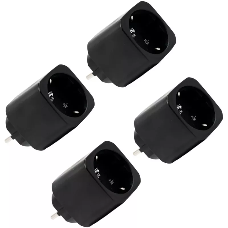 Shelly Plug M Gen3 pack de 4 enchufes inteligentes negro con monitorización de energía, Wi-Fi y Bluetooth