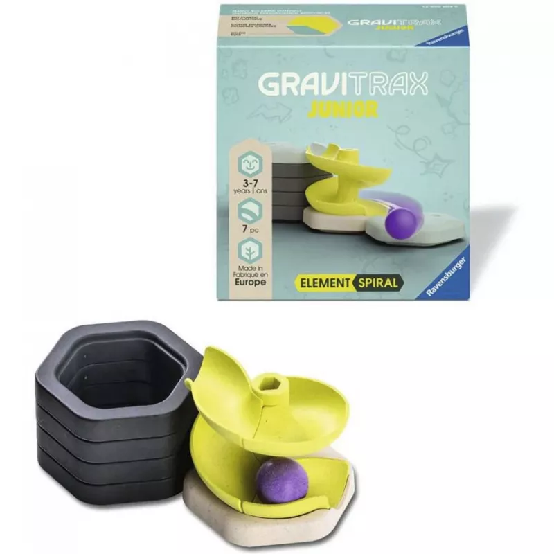 RAVENSBURGER GraviTrax Junior - Elemento espiral set de ampliación - complemento de pista en espiral para niños a partir de 3 años
