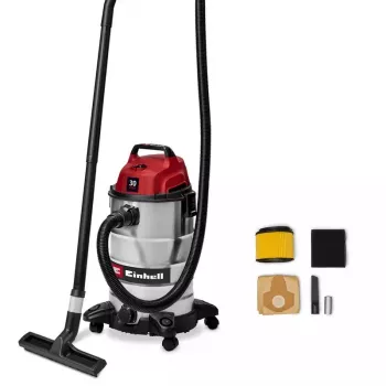 Einhell TC-VC 3055 S Aspirador en húmedo y seco 30 l, 950 W, depósito de acero inoxidable, función de soplado
