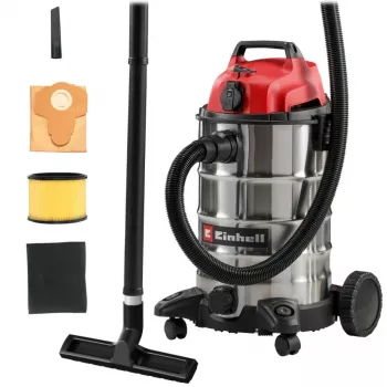 Einhell TC-VC 3055 SA Aspirador en húmedo/seco para el taller con toma de corriente, 30 L