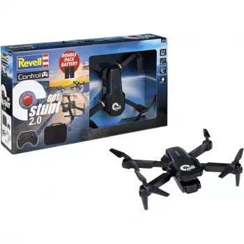 Revell RC Quadrocopter GO! Stunt 2.0 - Dron listo para volar 2,4 GHz 4 canales con giroscopio de 6 ejes, modo headless, giros de 360°, luces LED, 3 niveles de velocidad, batería LiPo, para niños a partir de 8 años