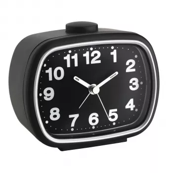 TFA 60.1017.01 Despertador de cuarzo con segundero silencioso - Negro/Blanco
