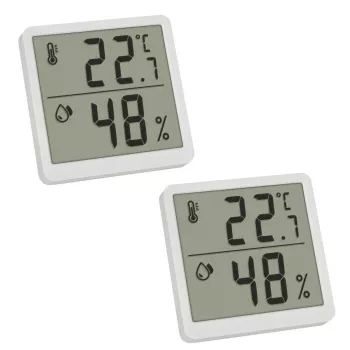 TFA 30.5059.02.02 Set de 2 termohigrómetros digitales, Blanco/Plata