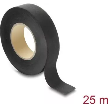 Delock cinta textil 25 m x 19 mm rasgable a mano autoadhesiva negra
