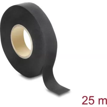 Delock cinta de tela 25 m x 19 mm resistente autoadhesiva negra