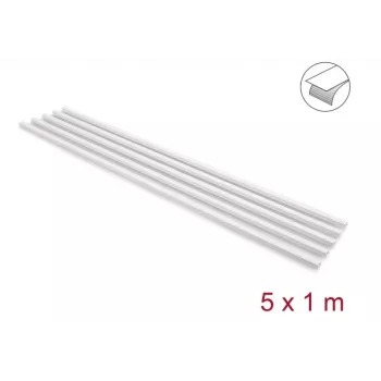 Delock canaleta autoadhesiva para cables con tapa deslizante 15 x 10 mm - 1 m, pack de 5, blanca