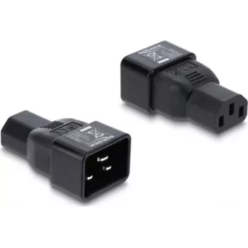 Delock adaptador de red IEC 60320 C20 a C13, conector macho a conector hembra, 10 A, 250 V, recto, negro