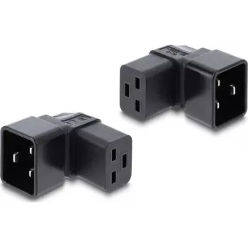 Delock adaptador de red IEC 60320 C20 a C19, conector macho a conector hembra, 16 A, acodado 90°, negro