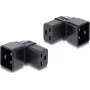 Delock adaptador de red IEC 60320 C20 a C19, conector macho a conector hembra, 16 A, acodado 90°, negro
