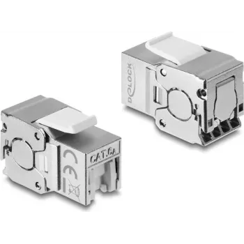 Delock módulo Keystone RJ45 conector hembra a LSA Cat.6A apantallado, sin herramientas, con protección antipolvo