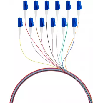 EFB FTTH pigtail LC OS2 G.657.A2 set de 12 colores, 2m, monomodo 9/125µm, resistente a curvaturas, 12 fibras
