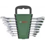 Bosch juego de llaves de carraca combinadas de 8 piezas con carraca reversible de 72 dientes, cromo vanadio, métrico 8-19 mm, maletín verde/negro