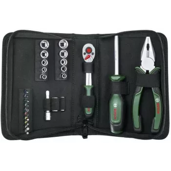 Bosch set de herramientas Starter, 26 piezas (verde/negro, con estuche textil con cremallera)