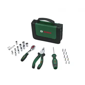 Bosch set de herramientas Starter, 26 piezas (verde/negro, con estuche textil con cremallera)