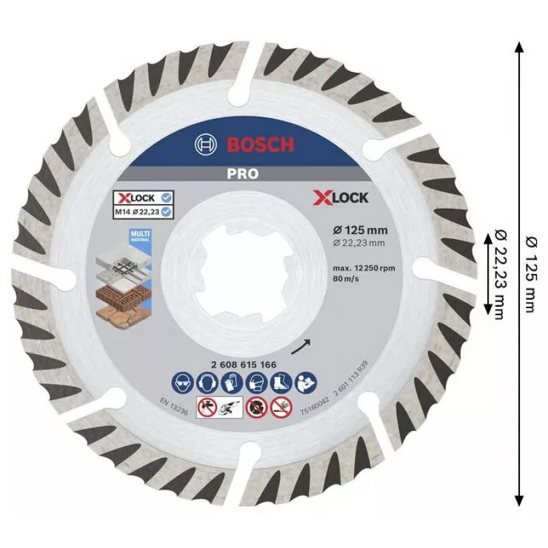 BOSCH POWERTOOLS PRO disco de corte diamantado X-LOCK MultiMaterial, Ø 125 mm (2 unidades, orificio 22,23 mm)